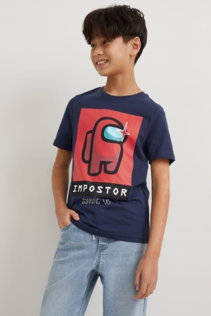 C&A Among Us Sleeve With In-conversion Bomull T-shirt Pojke Mörkblå | AOPNZ-7308