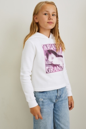 C&A Ariana Grande Hoodie Tjej Vita | KJSGI-0651