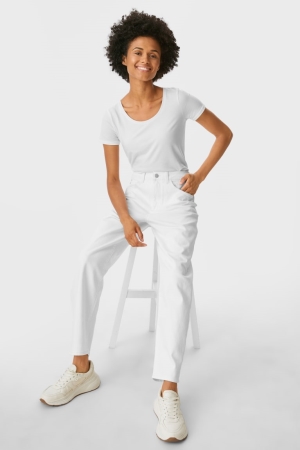 C&A Balloon High Midja Jeans Dam Vita | LRMUF-8297