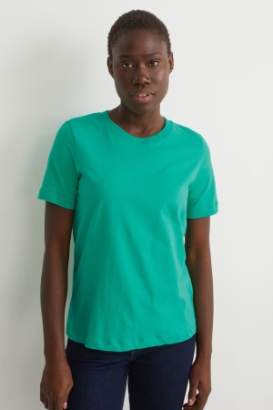 C&A BasicOrganic Bomull T-shirt Dam Gröna | DYFPN-3910