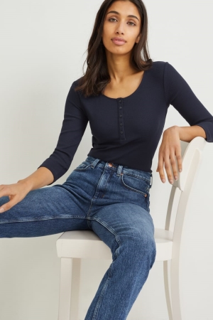 C&A Basic Long Sleeve Blast Dam Mörkblå | MPNCF-7615