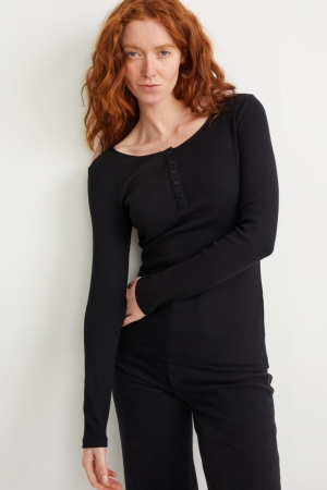 C&A Basic Long Sleeve Blast Dam Svarta | EOMWG-7218