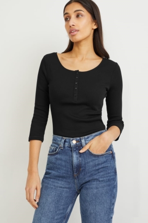 C&A Basic Long Sleeve Blast Dam Svarta | UHBSV-8106