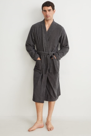 C&A Bathrobe Organic Bomull Underkläder Herr Grå | LBXSG-8016