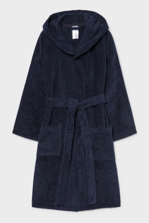 C&A Bathrobe With Hood Organic Bomull Underkläder Pojke Mörkblå | OWIKU-1269