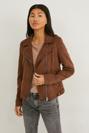 C&A Biker Faux Mocka Jacka Dam Bruna | LXUVW-9034