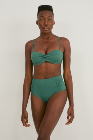 C&A Bikini Bottoms High Rise Badkläder Dam Mörkgröna | USOYT-5760