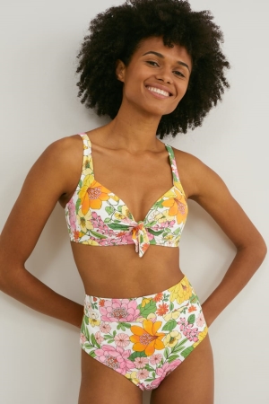 C&A Bikini Bottoms High Rise Lycra® Xtra Life™ Floral Badkläder Dam Multicoloured | LMGSY-3189