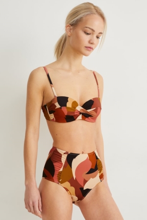 C&A Bikini Bottoms High-rise Lycra® Xtra Life™ Patterned Badkläder Dam Beige | WROKL-4761