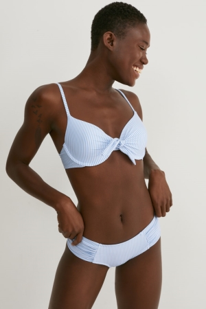 C&A Bikini Bottoms Hipster Randig Badkläder Dam Vita Ljusblå | VPLXH-5106