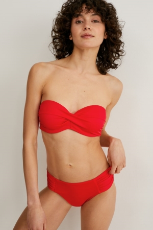 C&A Bikini Bottoms Mid Rise Badkläder Dam Röda | XGFSB-3405