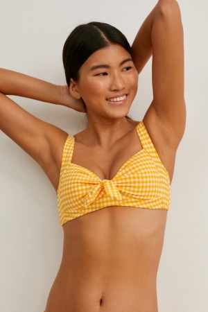 C&A Bikini Vadderad Lycra® Xtra Life™ Check Badkläder Dam Gula | HVYGE-7853