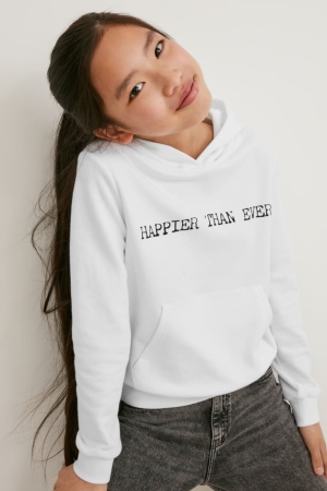 C&A Billie Eilish Hoodie Tjej Vita | TCMAY-5641