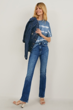 C&A Bootcut High Midja Jeans Dam Blå | HOXRM-6258