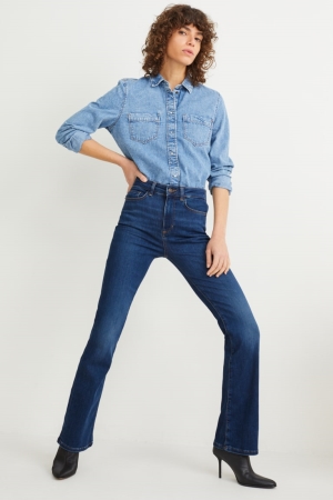 C&A Bootcut High Midja Lycra® Recycled Jeans Dam Blå | STPUV-9025