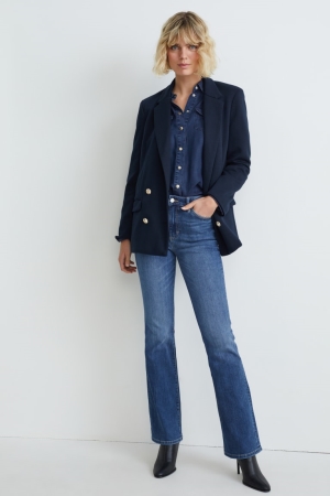 C&A Bootcut High Midja Recycled Jeans Dam Blå | PEZSN-9254