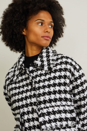C&A Bouclé Check Blazers Dam Svarta Vita | MECBU-1504