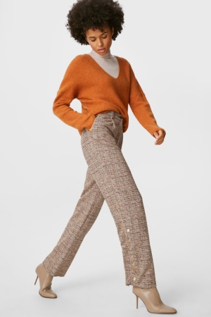 C&A Bouclé Hetero Fit Shiny Långbyxor Dam Beige | PEQSL-4831