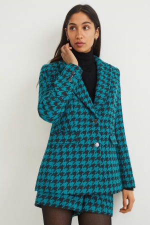 C&A Bouclé Regular Fit Patterned Jacka Dam Mörkturkos | AWGMD-2490