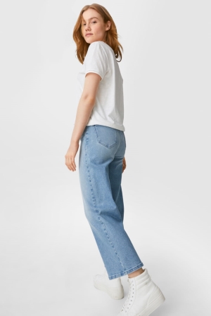 C&A Breda Leg High Midja Jeans Dam Blå Ljusblå | CWTXF-8706