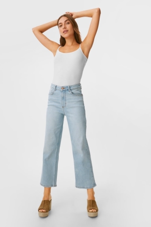 C&A Breda Leg Jeans Dam Blå Ljusblå | UVJMH-5319
