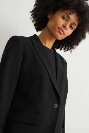 C&A Business Blazer- Regular Fit 4 Way Stretch Blazers Dam Svarta | PWCBO-4871