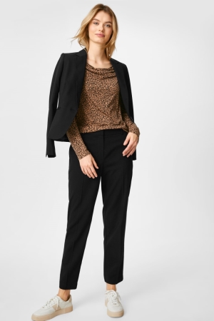 C&A Business Klassiska Slim Fit Recycled Långbyxor Dam Svarta | QGFBD-5291