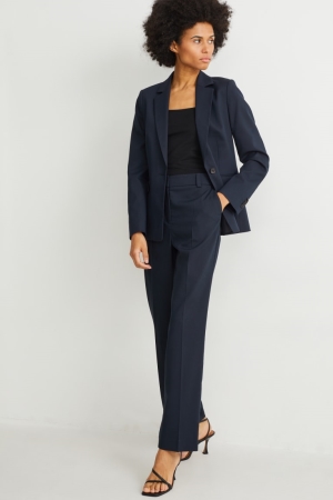 C&A Business Mid-rise Midja Hetero Fit Recycled Långbyxor Dam Mörkblå | OVLPQ-7803