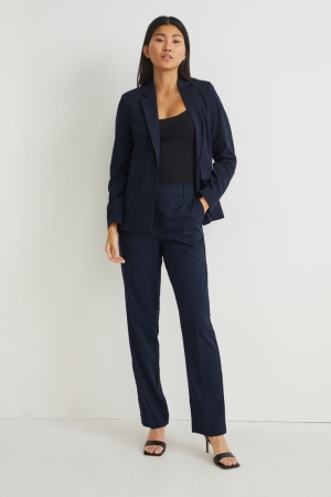 C&A Business Mid-rise Midja Regular Fit Recycled Långbyxor Dam Mörkblå | YHRWK-3579