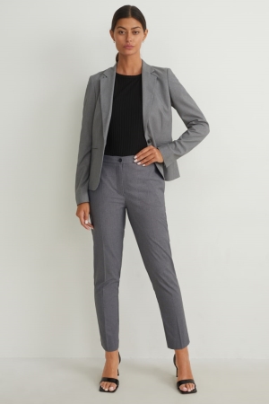 C&A Business Mid-rise Midja Slim Fit Långbyxor Dam Grå | XBEKL-9538