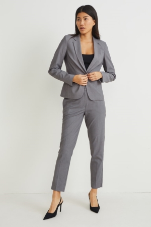 C&A Business Mid-rise Midja Slim Fit Recycled Långbyxor Dam Grå | CJFXA-5867