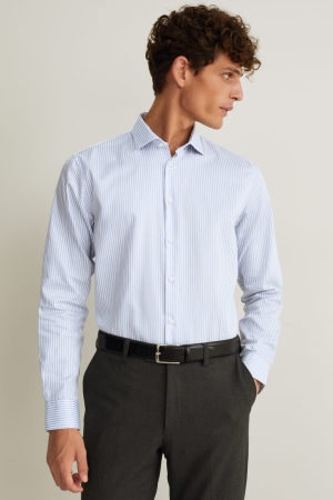 C&A Business Regular Fit Cutaway Collar Easy-iron Skjorta Herr Ljusblå | MSIBA-1596