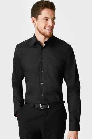 C&A Business Regular Fit Extra Long Sleeve s Easy-iron Skjorta Herr Svarta | ENZWM-3426
