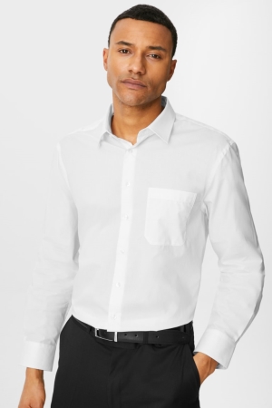 C&A Business Regular Fit Extra-Sleeve s Easy-iron Skjorta Herr Vita | LJGXH-2543