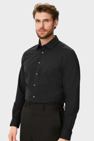 C&A Business Regular Fit Kent Collar Easy-iron Skjorta Herr Svarta | CJZDL-4750