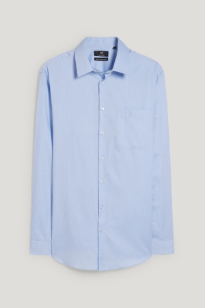 C&A Business Regular Fit Kent Collar Easy-iron Skjorta Herr Ljusblå | EAGIM-9142