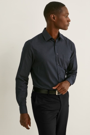 C&A Business Regular Fit Kent Collar Easy-iron Recycled Skjorta Herr Mörkgrå | QLHUJ-2547