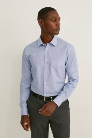 C&A Business Regular Fit Kent Collar Extra-long Sleeve s Skjorta Herr Ljusblå | VTGSD-0478