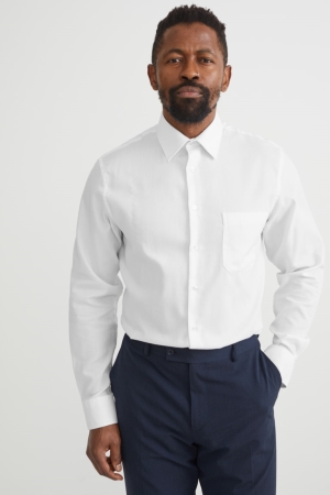 C&A Business Regular Fit Kent Collar Recycled Skjorta Herr Vita | IUYQF-8071
