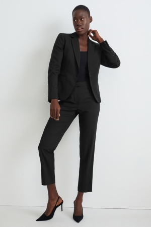 C&A Business Regular Fit Recycled Långbyxor Dam Svarta | ZFJKD-4759