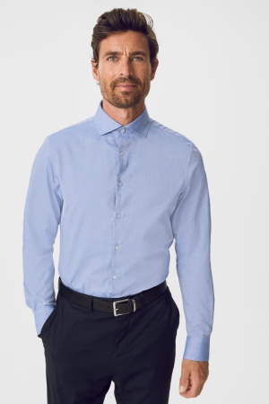 C&A Business Slim Fit Cutaway Collar Easy-iron Skjorta Herr Ljusblå | VIOPK-9740