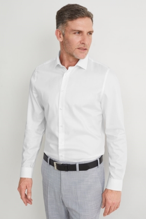 C&A Business Slim Fit Cutaway Easy-iron Skjorta Herr Vita | HWLYI-1720
