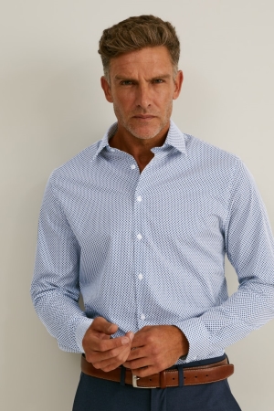C&A Business Slim Fit Kent Collar Easy-iron Skjorta Herr Ljusblå | OEYXR-0198