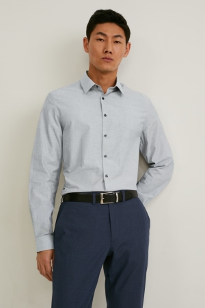 C&A Business Slim Fit Kent Collar Easy-iron Skjorta Herr Grå | XGWNA-3954