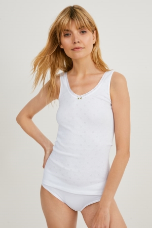C&A Camisole Organic Bomull Underkläder Dam Vita | JUOSQ-7291