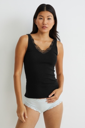 C&A Camisole Organic Bomull Underkläder Dam Svarta | SLHAN-5721
