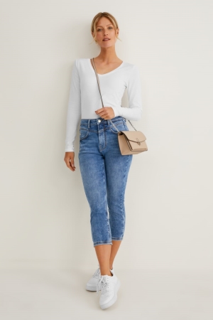 C&A Capri High Midja Jeans Dam Blå | ULORF-2967