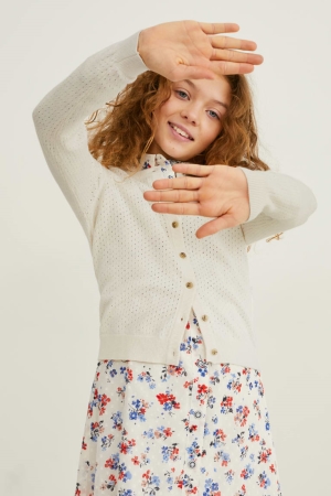 C&A Cardigan Tjej Vita | JVULK-6852