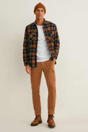 C&A Cargo Tapered Fit Flex Lycra® Långbyxor Herr Havanna | YSHRI-7689