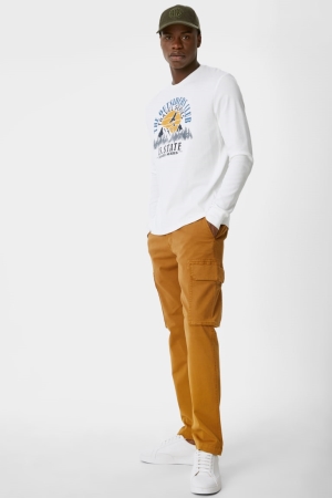 C&A Cargo Tapered Fit Långbyxor Herr Senapsgult Gula | MBGLC-2564